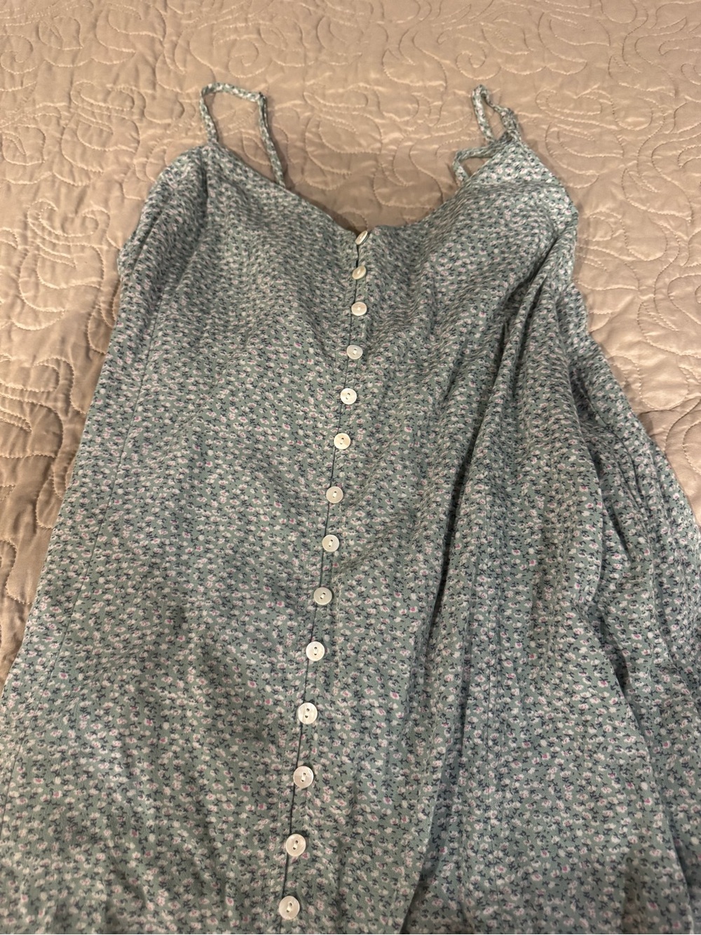 Lucky Brand Sage Green Floral Maxi Dress with Front Buttons - Picture 2 of 4